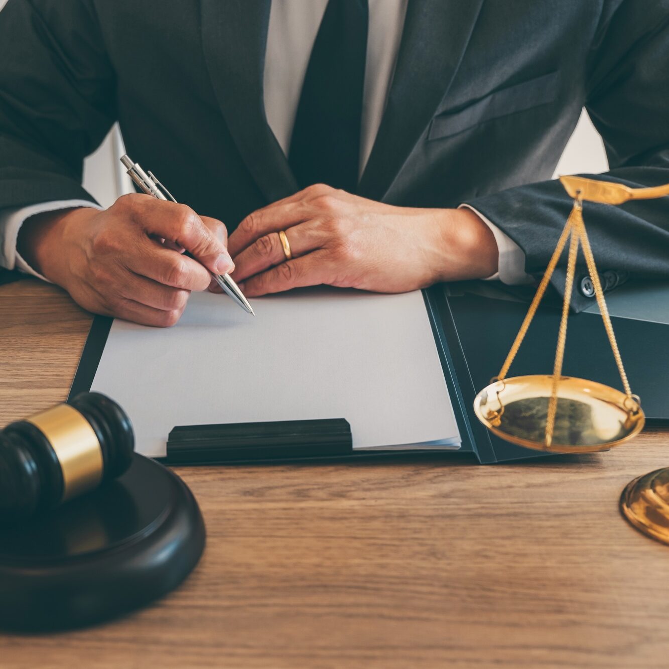 Male lawyer working on a document